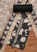 Black Cotton Printed Unstitched Suit And Dupatta and Bottom Fabric