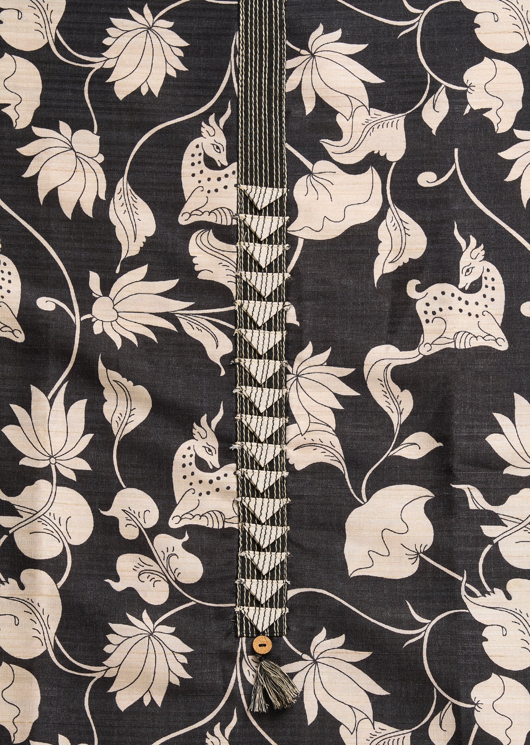 Black Cotton Printed Unstitched Suit And Dupatta and Bottom Fabric