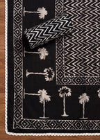 Black Cotton Printed Unstitched Suit With Dupatta