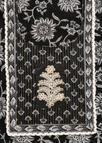 Black Cotton Unstitched Suit