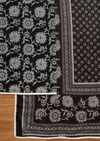 Black Cotton Unstitched Suit