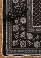 Black Cotton Unstitched Suit