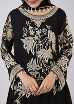 Black Georgette Palazzo Set With Resham Work