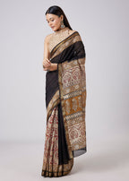 Black Hand Painted Saree with Blouse
