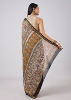 Black Hand Painted Saree with Blouse