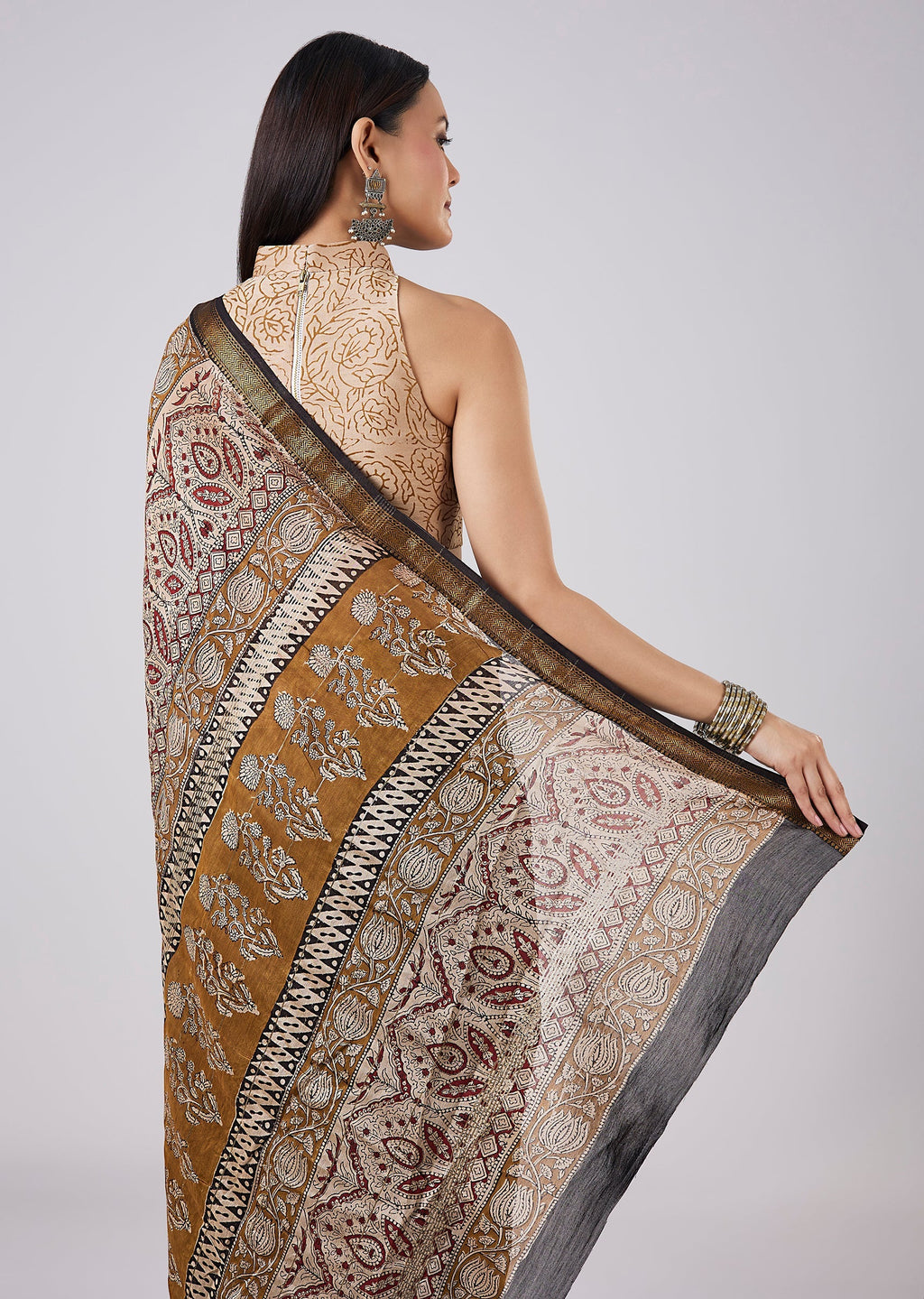 Black Hand Painted Saree with Blouse