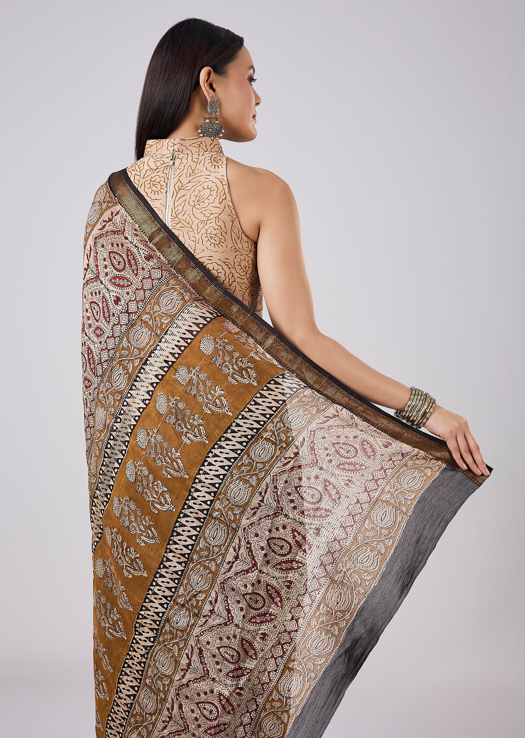 Black Hand Painted Saree with Blouse