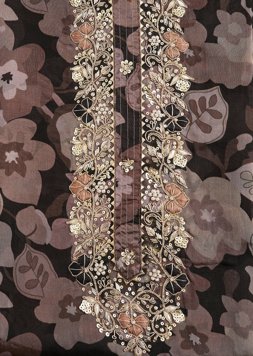 Black Organza Unstitched Suit