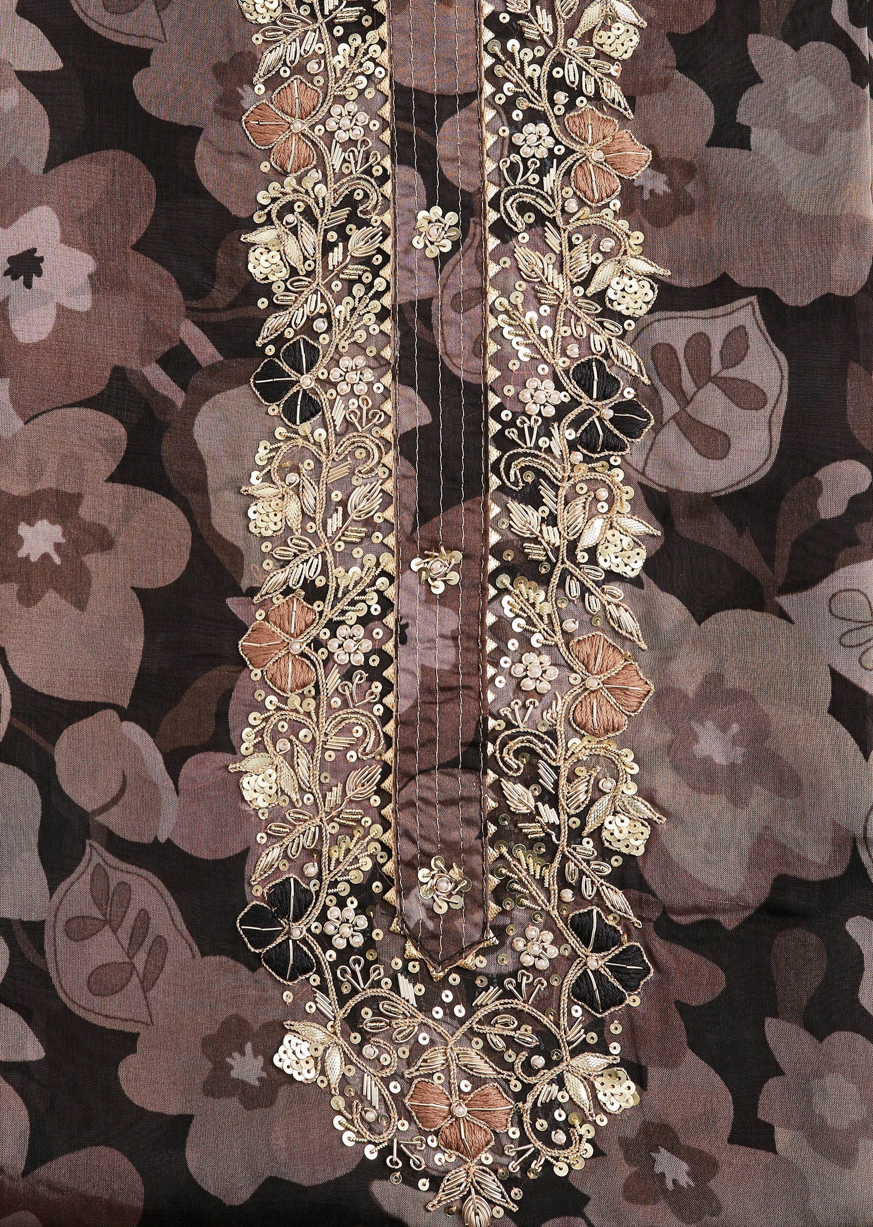 Black Organza Unstitched Suit