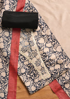 Black Printed Unstitched Suit Set