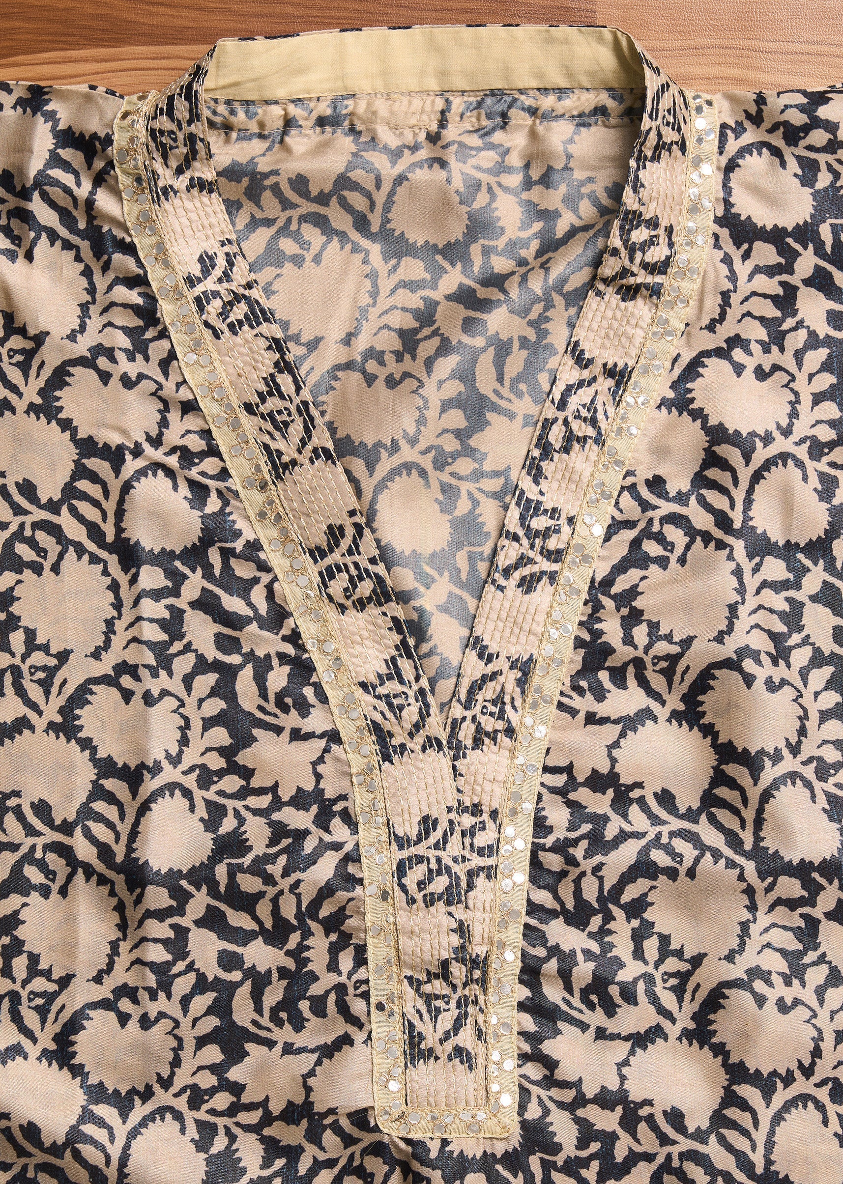 Black Printed Unstitched Suit Set