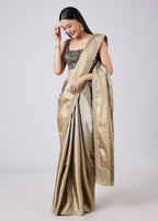Black Saree with Contrast Border and Blouse