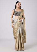 Black Saree with Contrast Border and Blouse