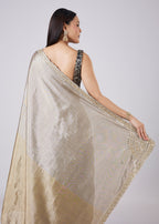 Black Saree with Contrast Border and Blouse