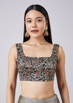 Black Saree with Contrast Border and Blouse