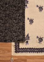 Black Tissue Printed Unstitched Suit Set
