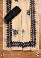 Black Tissue Printed Unstitched Suit Set