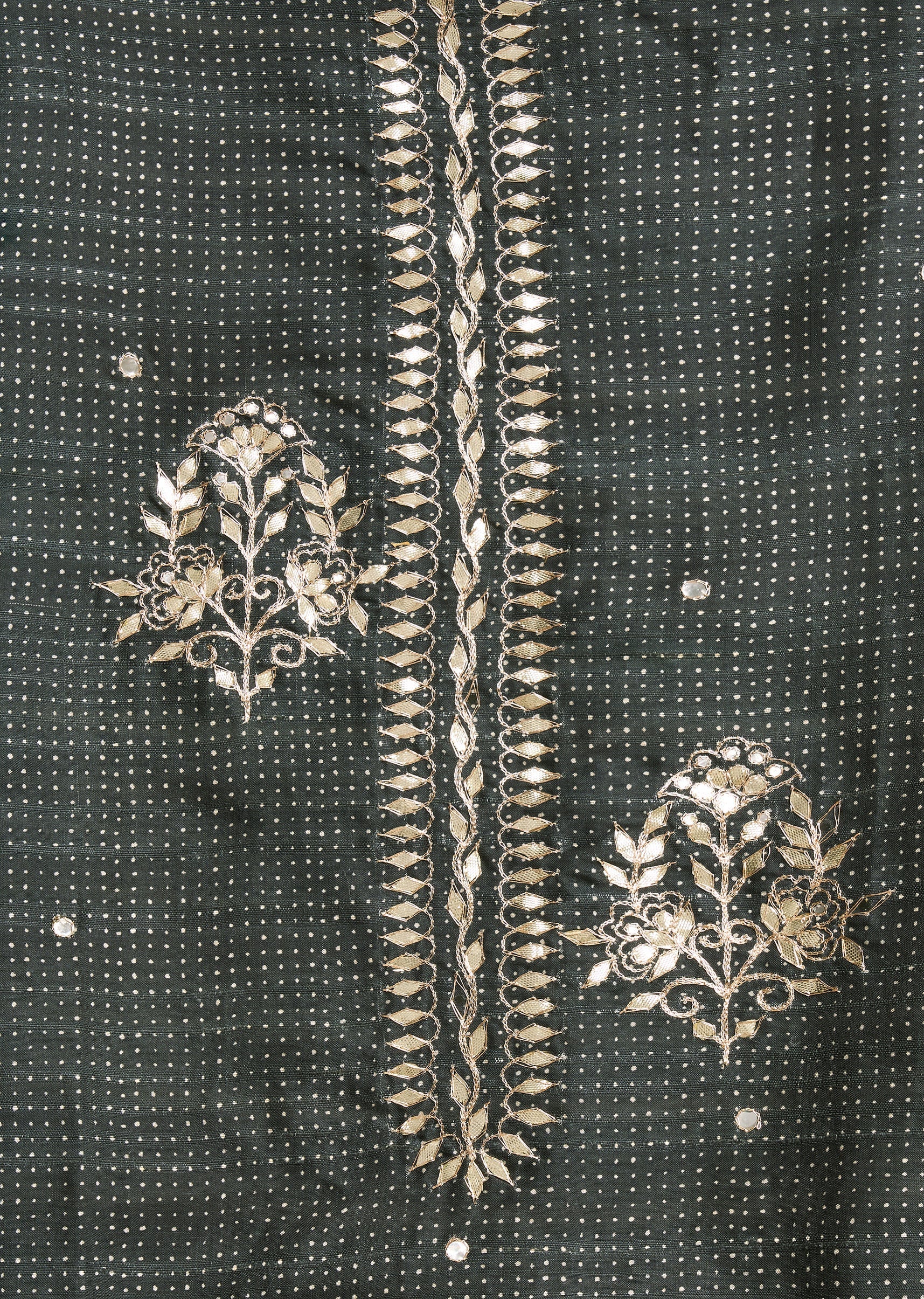 Black Tussar Printed Unstitched Suit With Dupatta and Bottom Fabric