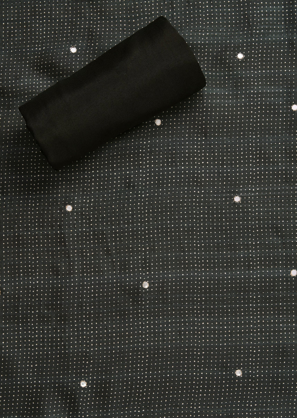 Black Tussar Printed Unstitched Suit With Dupatta and Bottom Fabric