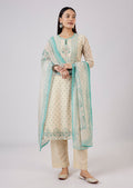 Blue Chanderi Kurta Set With Zari And Sequins