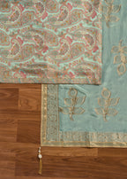 Blue Crepe Premium Unstitched Suit With Dupatta