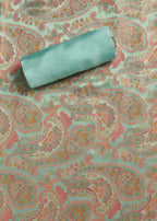 Blue Crepe Premium Unstitched Suit With Dupatta