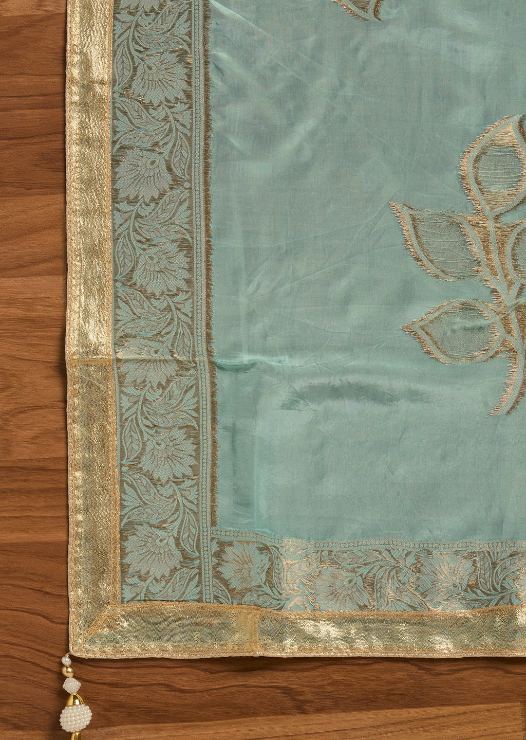 Blue Crepe Premium Unstitched Suit With Dupatta