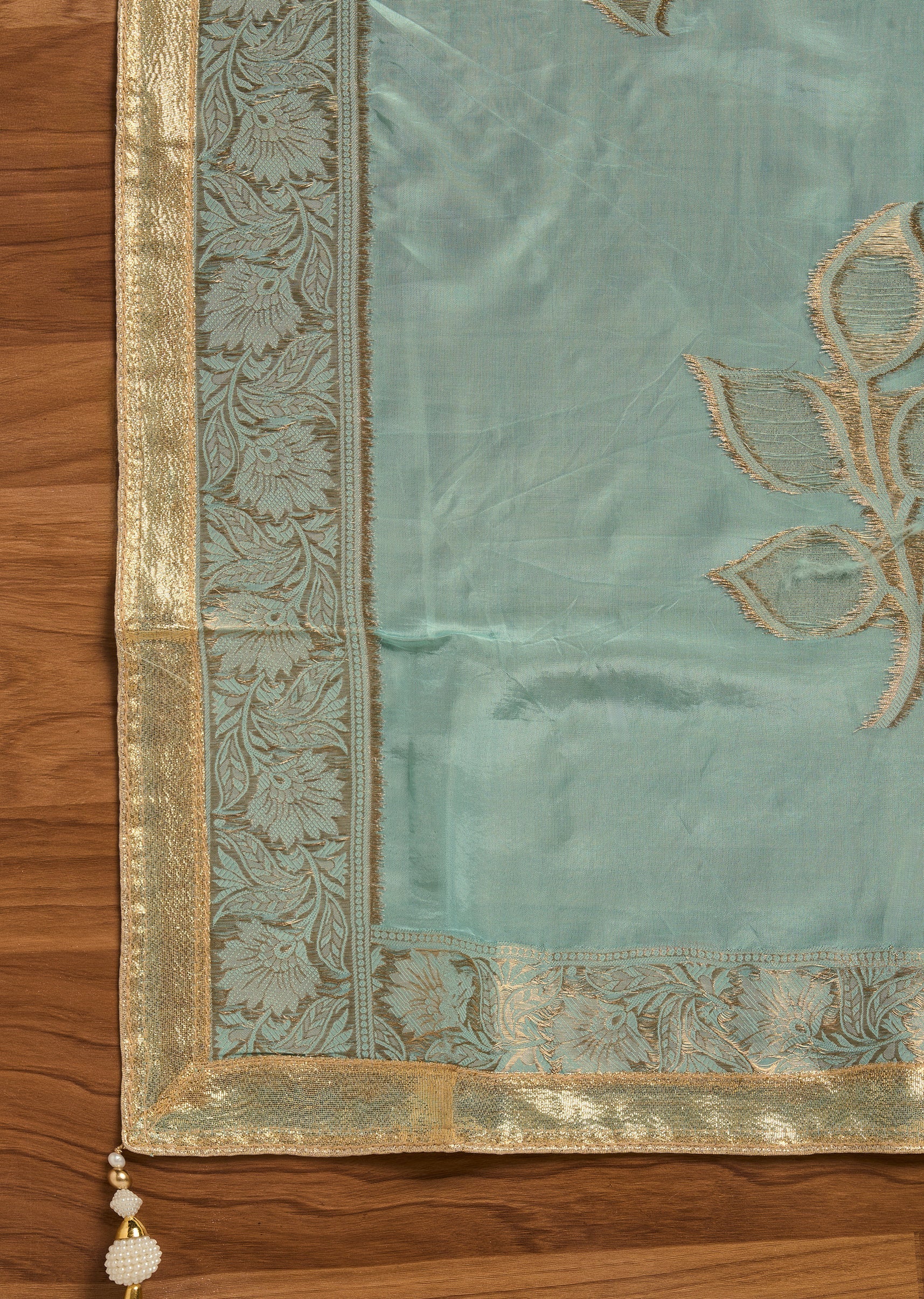 Blue Crepe Premium Unstitched Suit With Dupatta