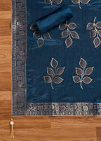 Blue Crepe Unstitched Suit With Dupatta