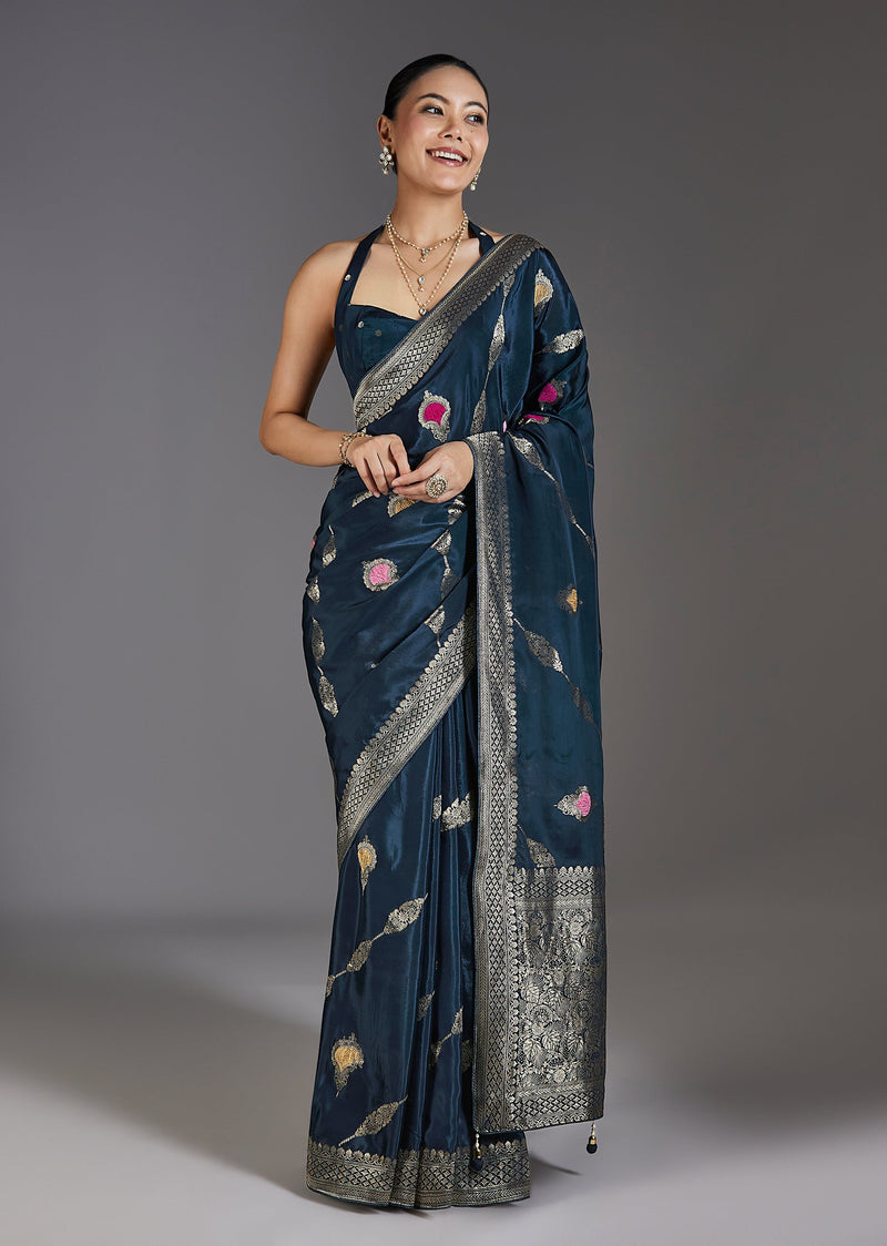 Blue Dola Silk Saree