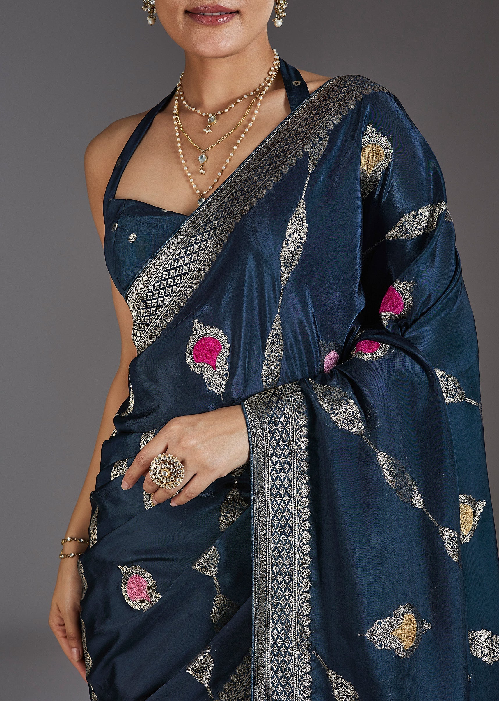Blue Dola Silk Saree