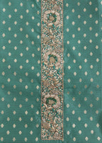 Blue Embroidered Chanderi Unstitched Suit