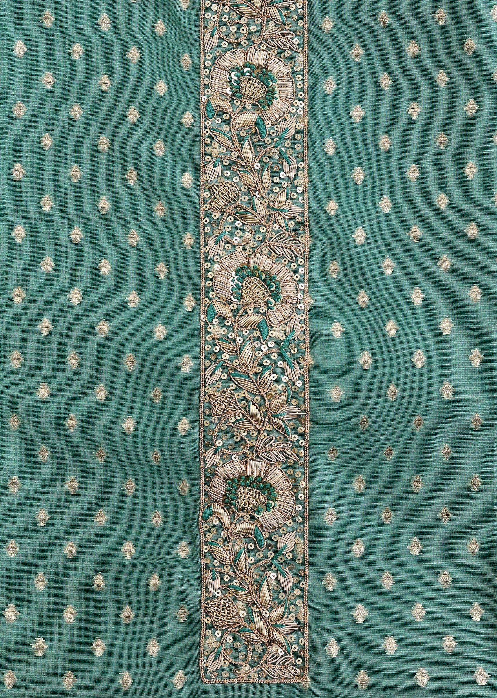 Blue Embroidered Chanderi Unstitched Suit