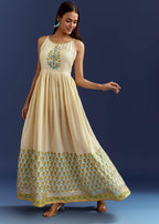 Blue Floral Angrakha Jacket With Gotta Lace Kurta