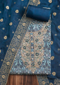 Blue Jacquard Unstitched Suit