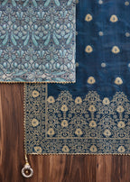 Blue Jacquard Unstitched Suit