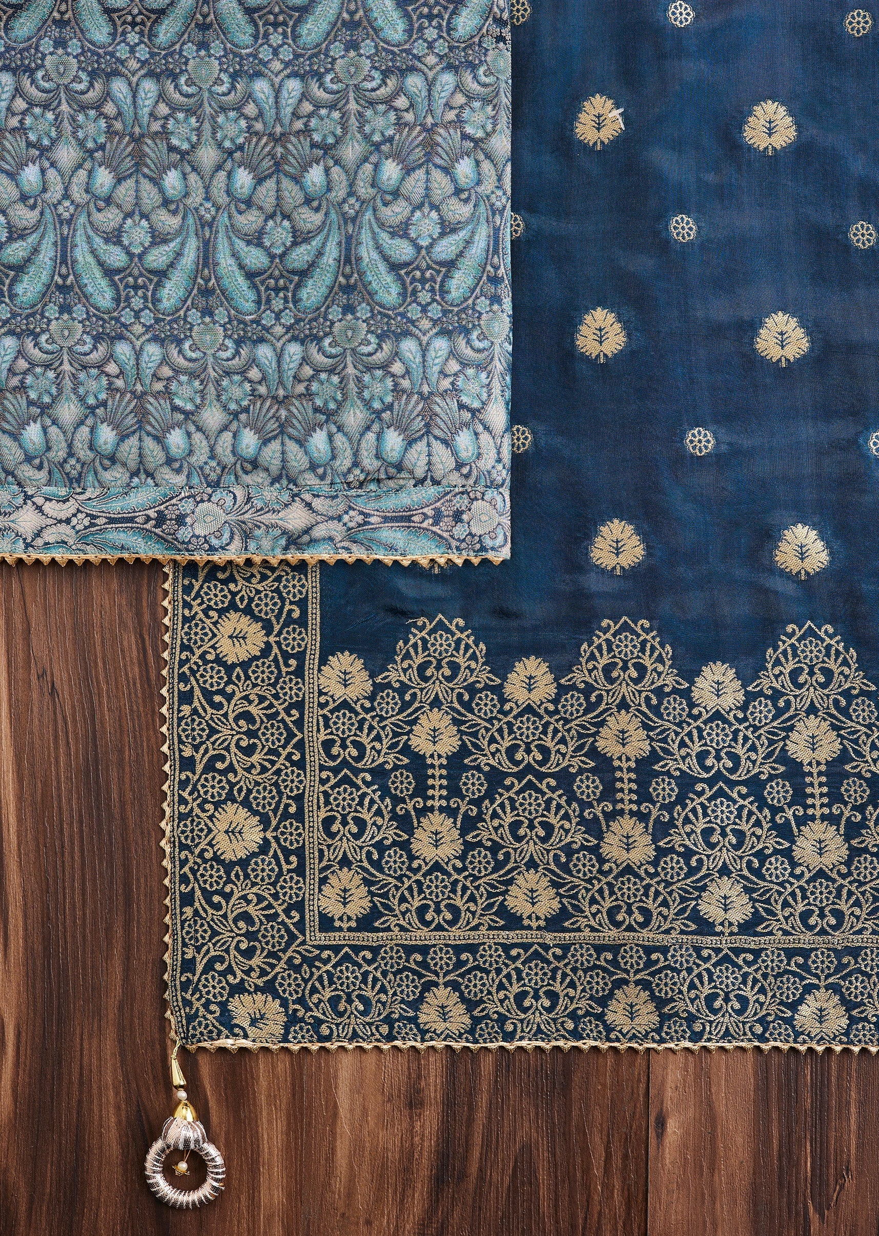 Blue Jacquard Unstitched Suit