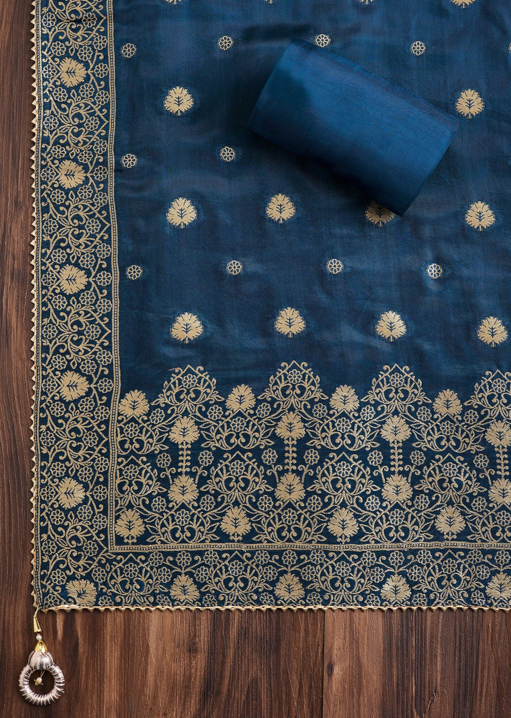 Blue Jacquard Unstitched Suit