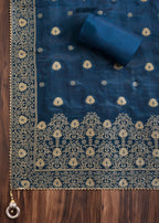 Blue Jacquard Unstitched Suit