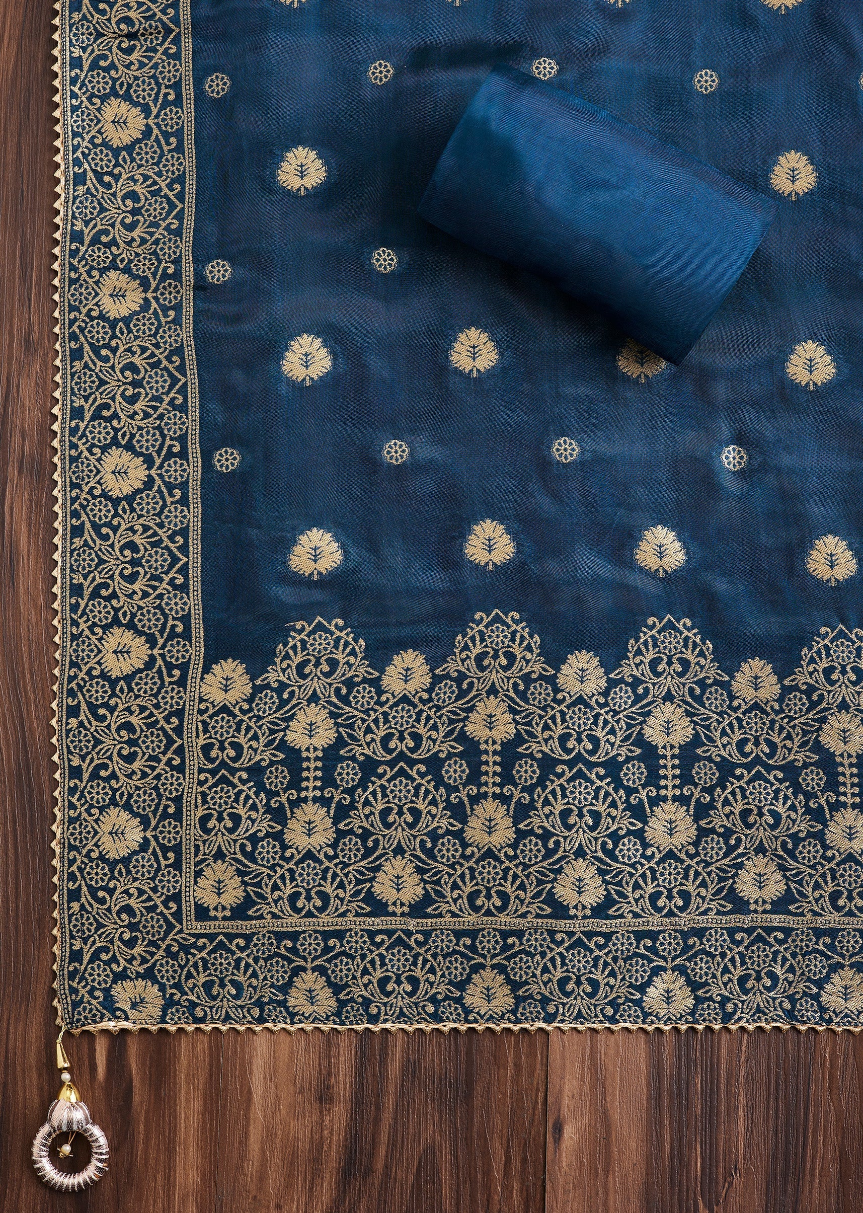 Blue Jacquard Unstitched Suit