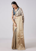 Blue Solid Saree with Border and Blouse