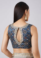 Blue Solid Saree with Border and Blouse