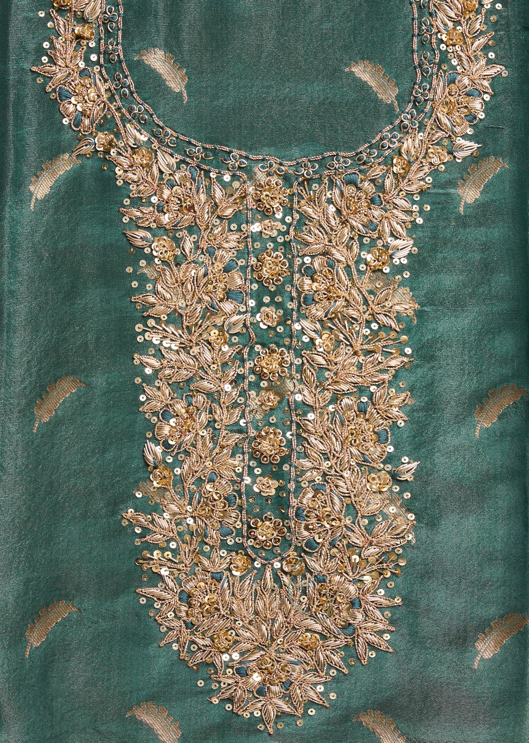 Blue Tissue Embroidered Unstitched Suit Set