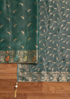 Blue Tissue Embroidered Unstitched Suit Set