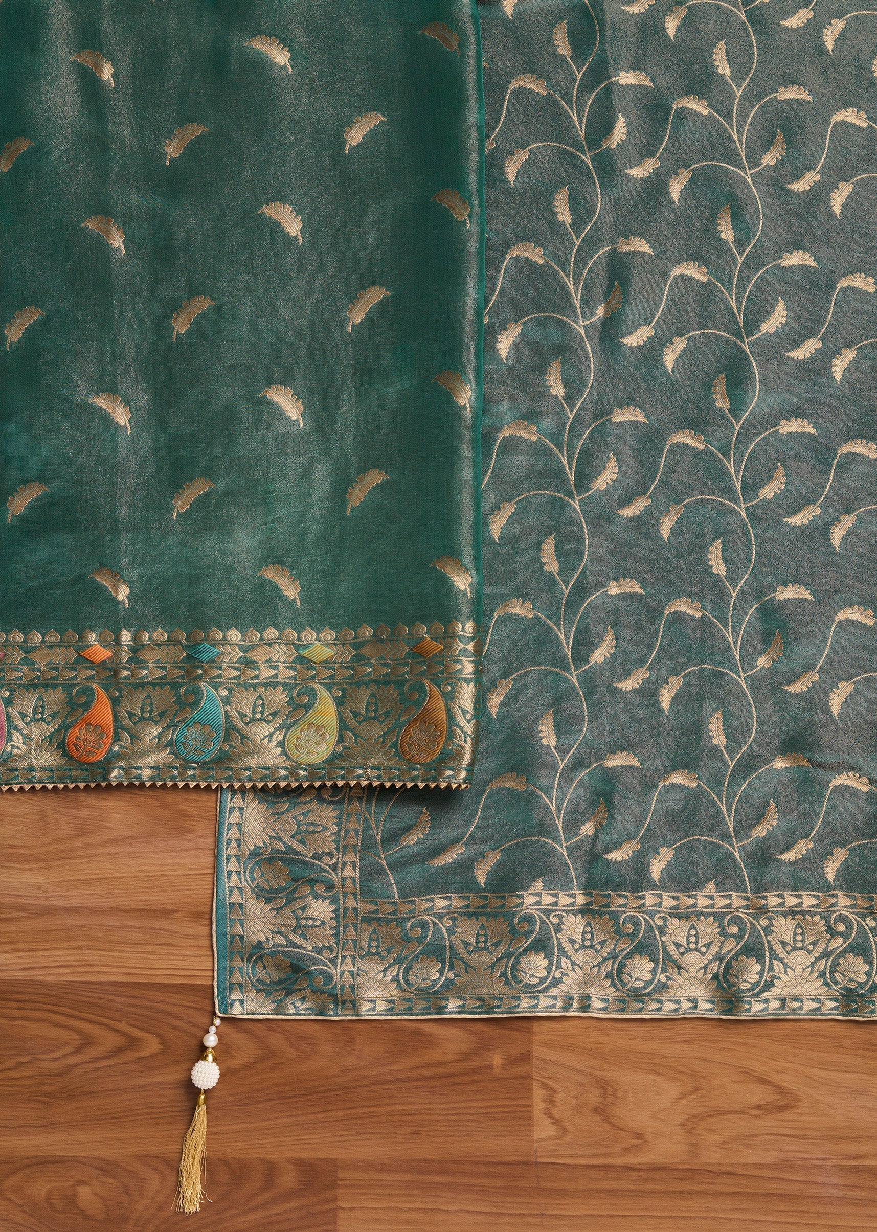 Blue Tissue Embroidered Unstitched Suit Set