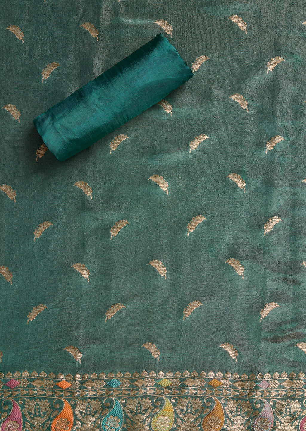 Blue Tissue Embroidered Unstitched Suit Set