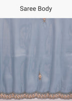 Blue Tissue Silk Saree With Heavy Hand Embroidery