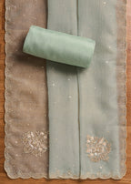 Blue Tissue Unstitched Suit With Dupatta