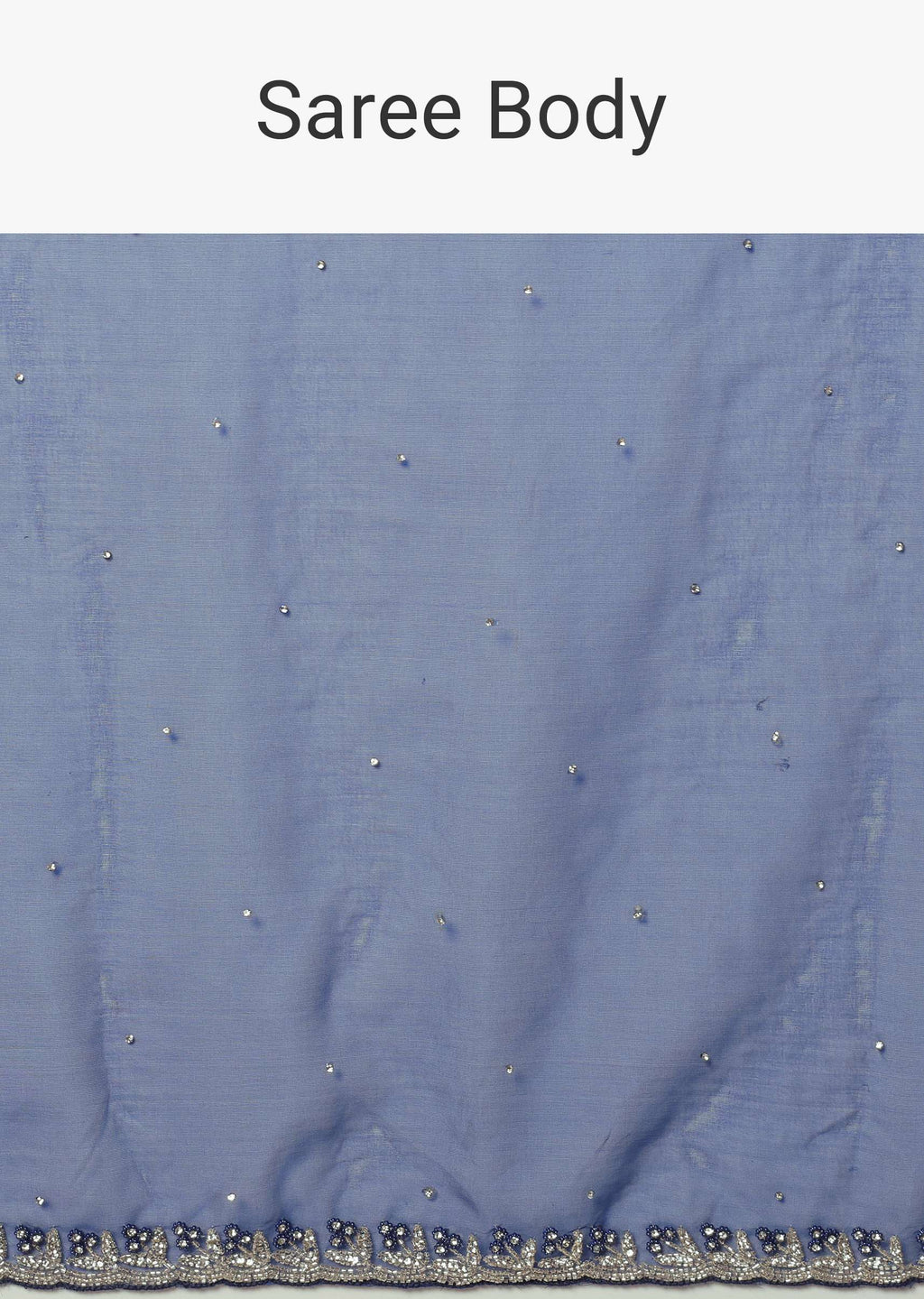 Blue Organza Saree With Stone Work And Unstitched Blouse Piece