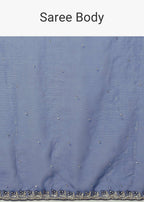 Blue Organza Saree With Stone Work And Unstitched Blouse Piece